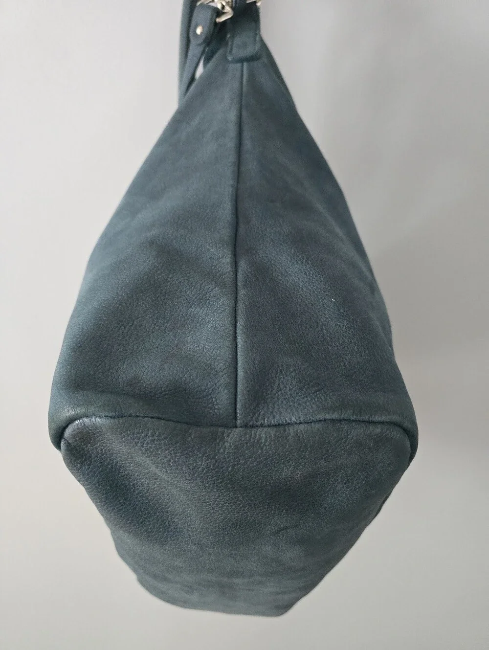 Gianni Chiarini Large Teal Blue Italian Leather Hobo Bag Silver Hardware